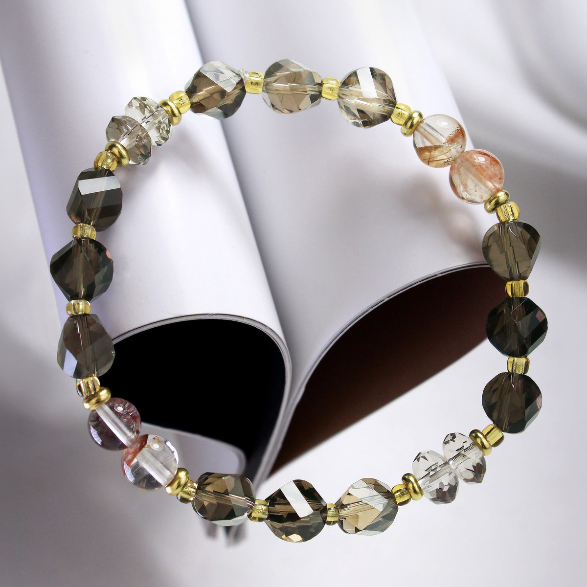 JHUMEN Earth & Ember | Smoky Citrine, Phantom Quartz & Hematoid Quartz Bracelet