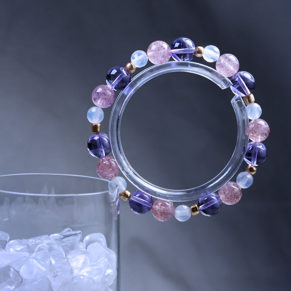 Lavender Blush | Amethyst, Strawberry Quartz, White Quartz | Crystal Bracelet