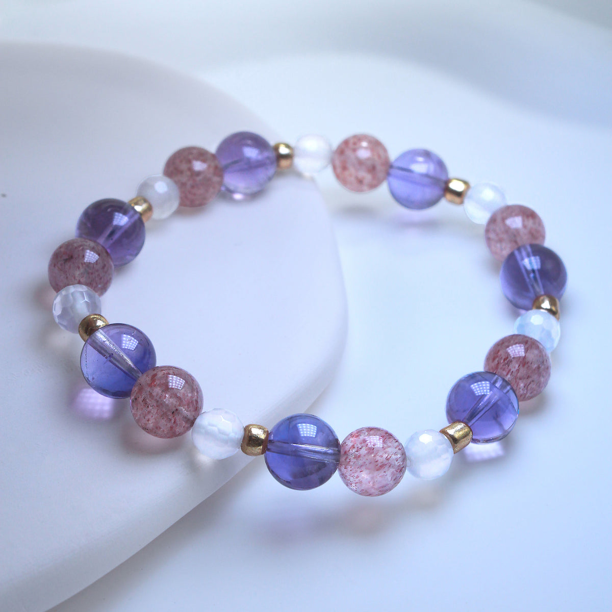 Lavender Blush | Amethyst, Strawberry Quartz, White Quartz | Crystal Bracelet