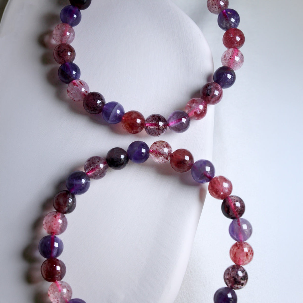 Soft Heart, Strong Energy |  Amethyst x Strawberry Quartz |  Beaded Bracelet