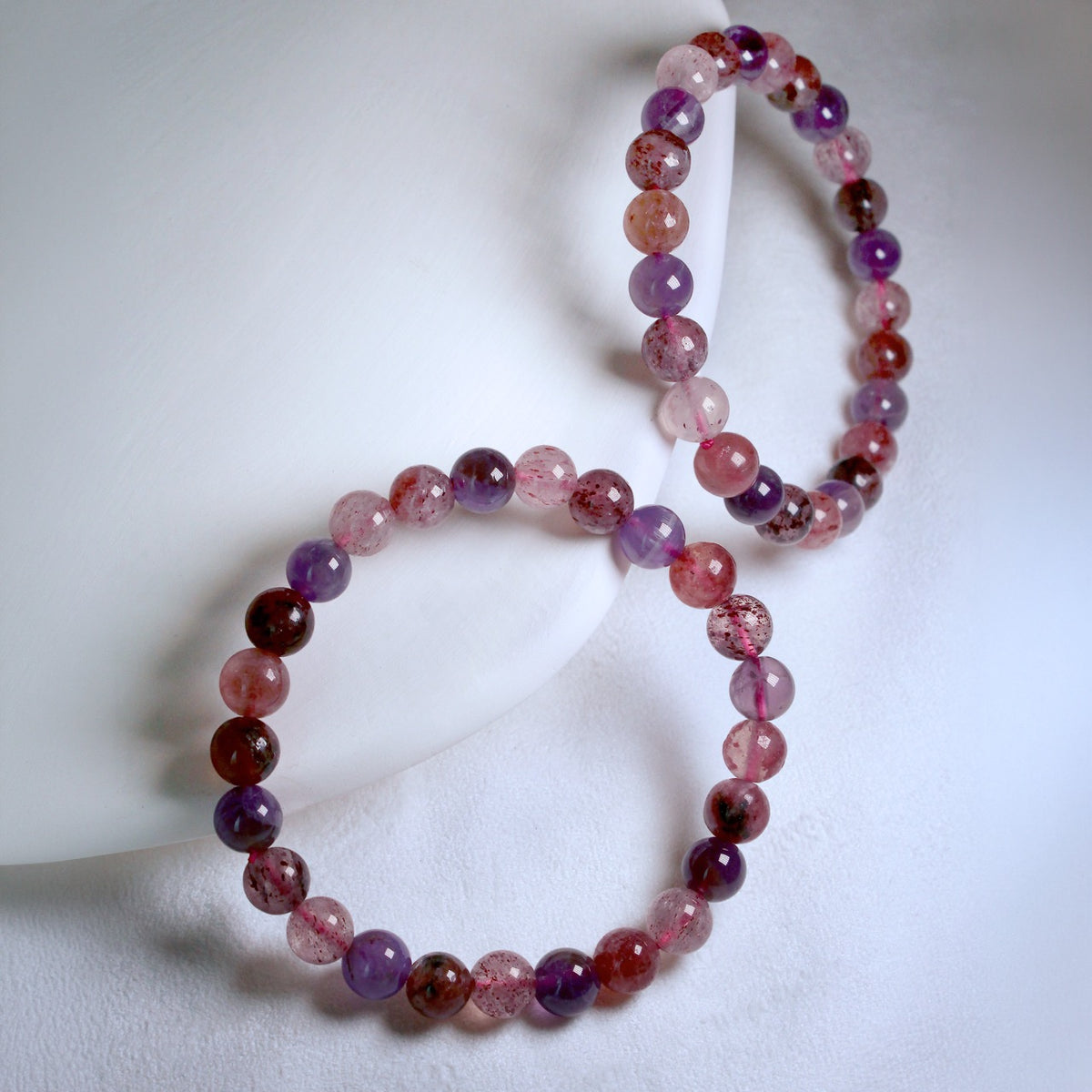 JHUMEN natural beaded bracelet strawberry quartz amethyst bracelet