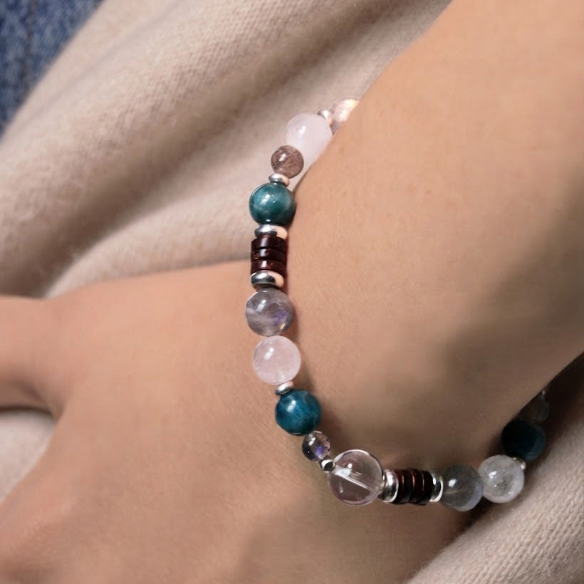 Jhumen Blue Apatite Labradorite natural crystal bracelet elegant bracelet