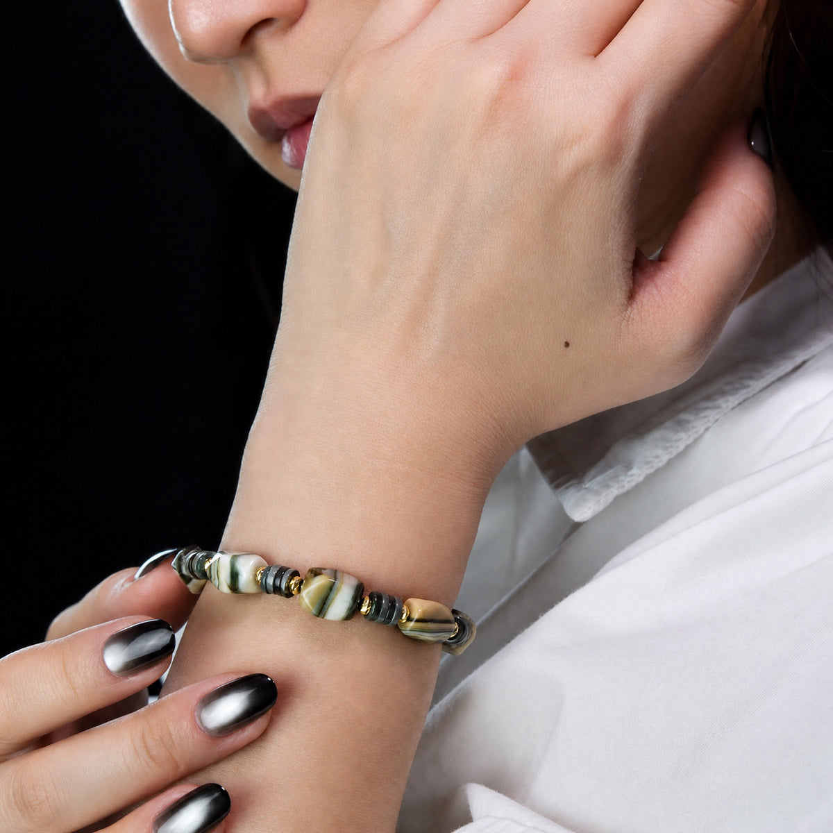 Jhumen natural crystal jewelry Alashan Agate Bracelet