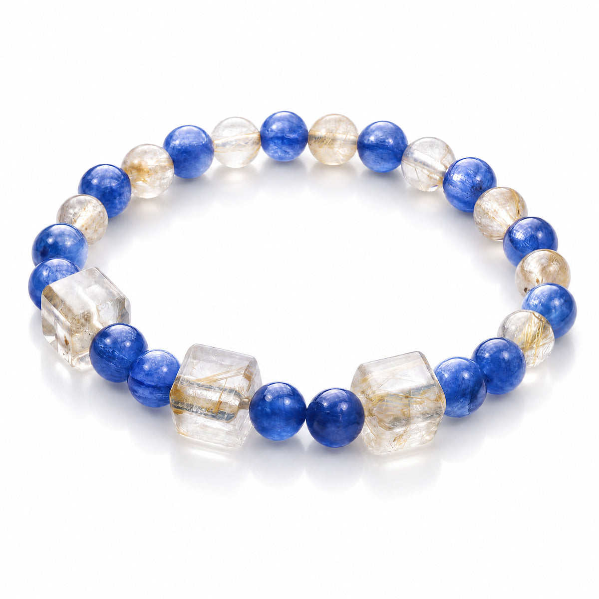 jhumen Kyanite Golden Rutilated Quartz bracelet blue bracelet