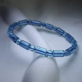 jhumen Natural Aquamarine Tube Beads Aqua Gemstone bracelet