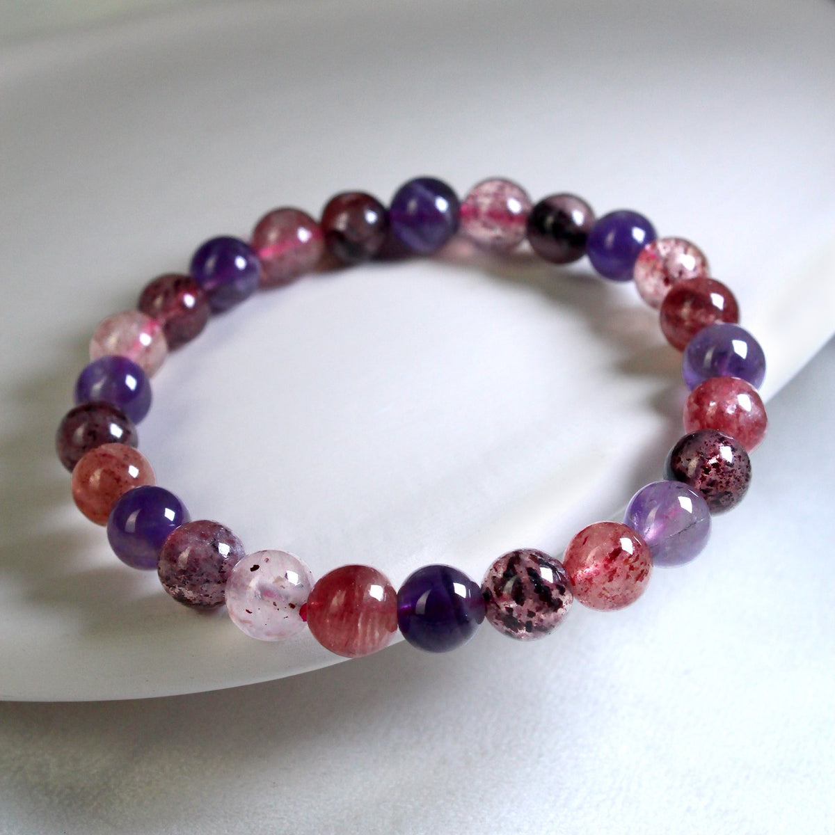 jhumen natural crystal bracelet strawberry quartz amethyst bracelet