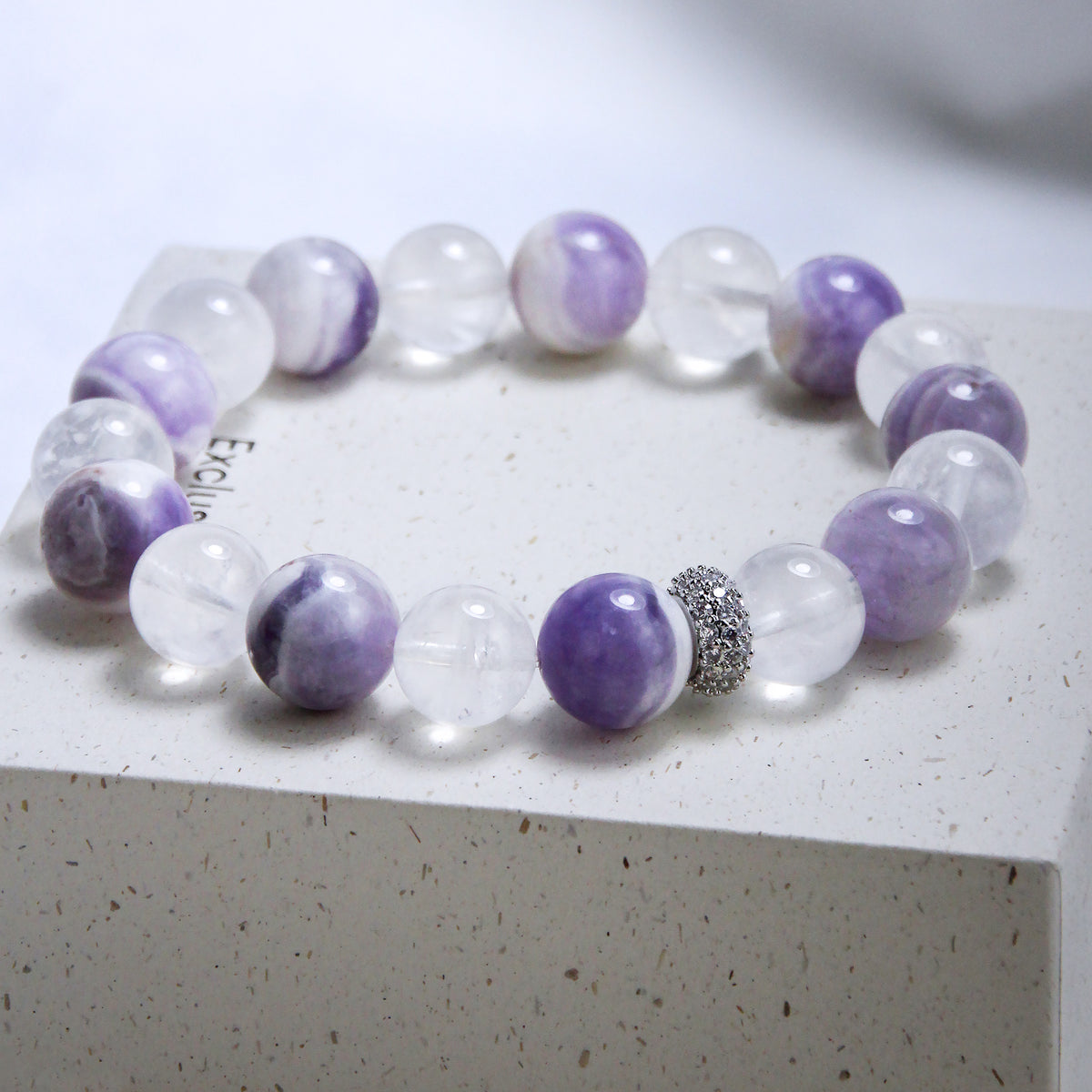 jhumen white phantom quartz amethyst bracelet beaded crystal jewelry